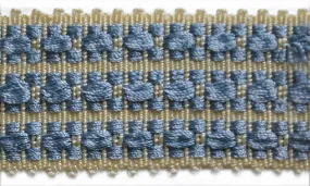 1 3/4" Mock Basketweave Sky Blue & Ivory Woven Trim