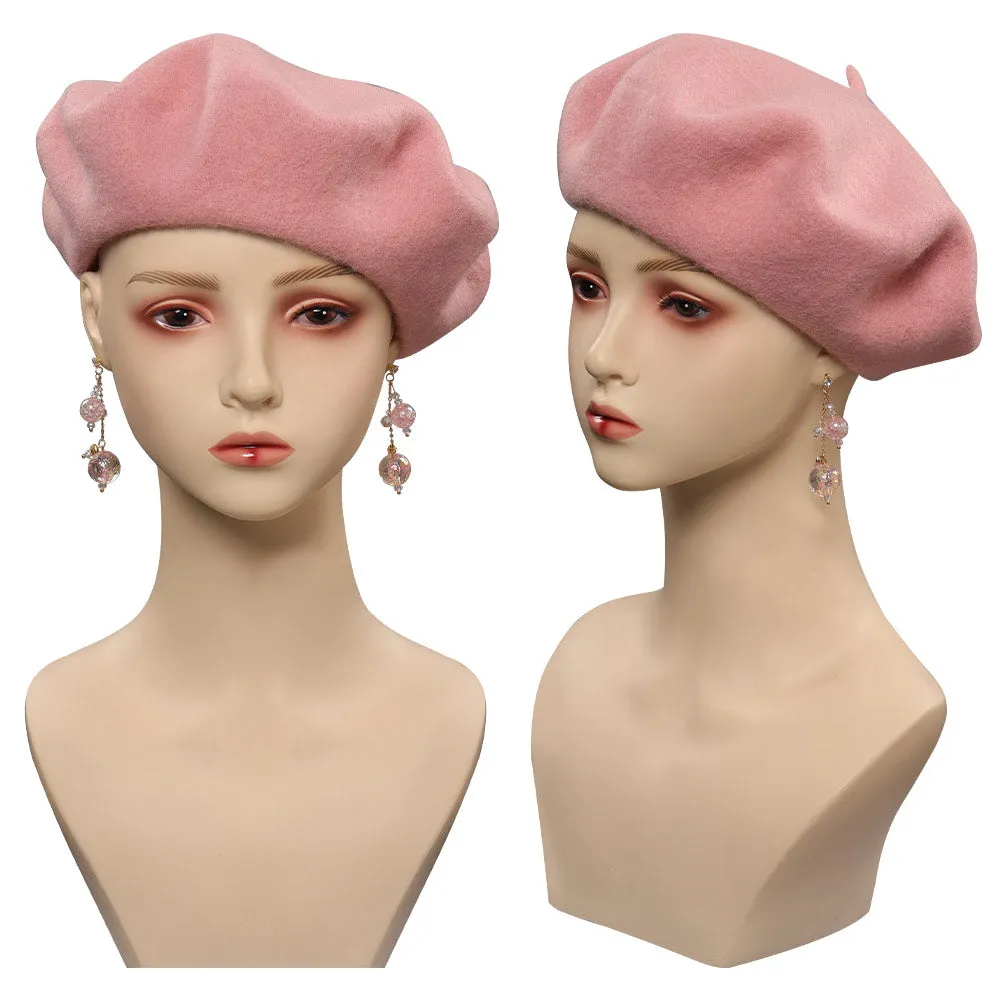 2023 BarB Pink Style Movie Cosplay Hat Cap Earings Halloween Carnival Costume Accessories BarBStyle