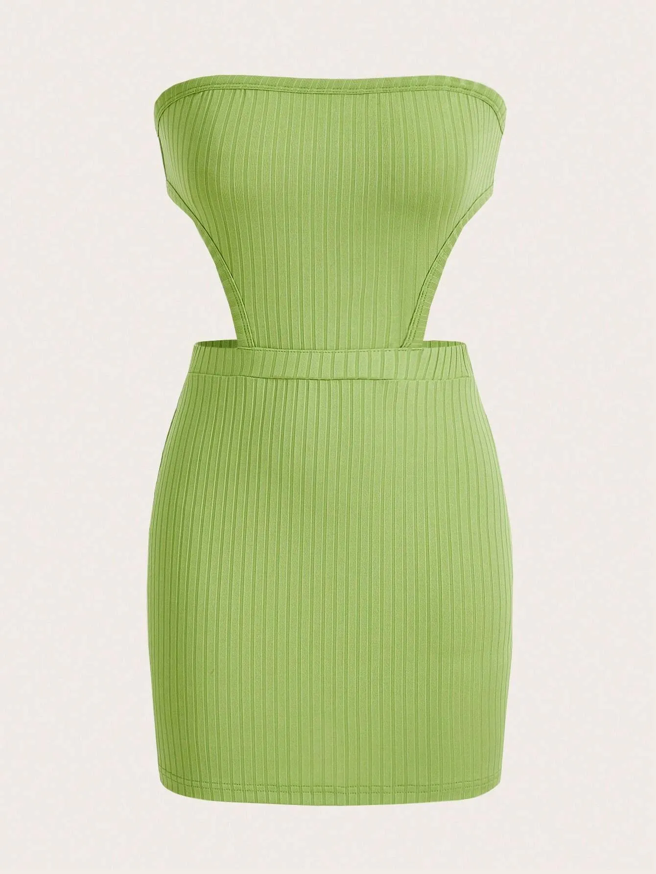 2024 Hollow Out Ribbed, Solid Color, Slim-Fit, Mini Bandeau Dress For Women