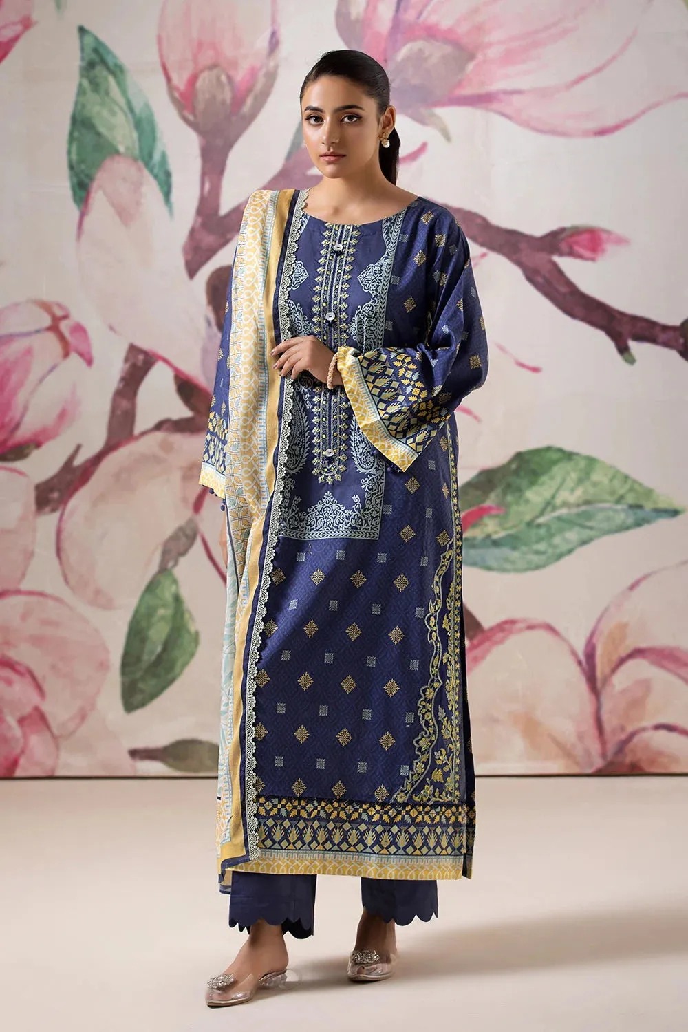 3PC Embroidered Unstitched Lawn Suit KL-2614