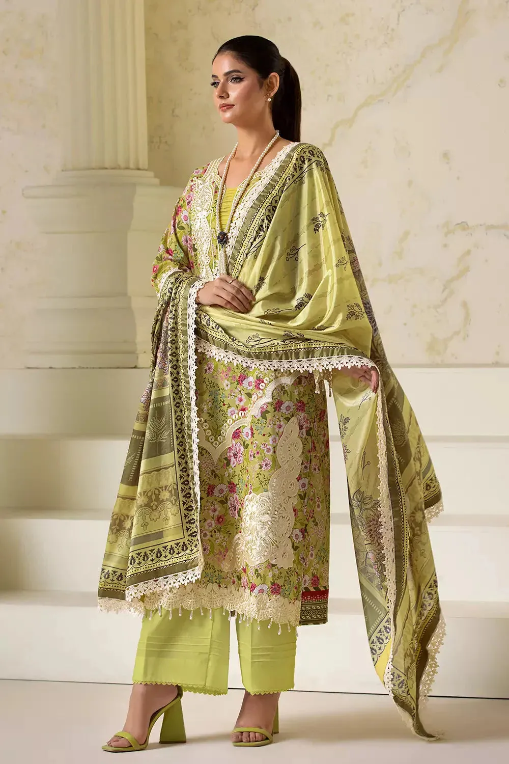 3PC Embroidered Unstitched Lawn Suit KSE-2724