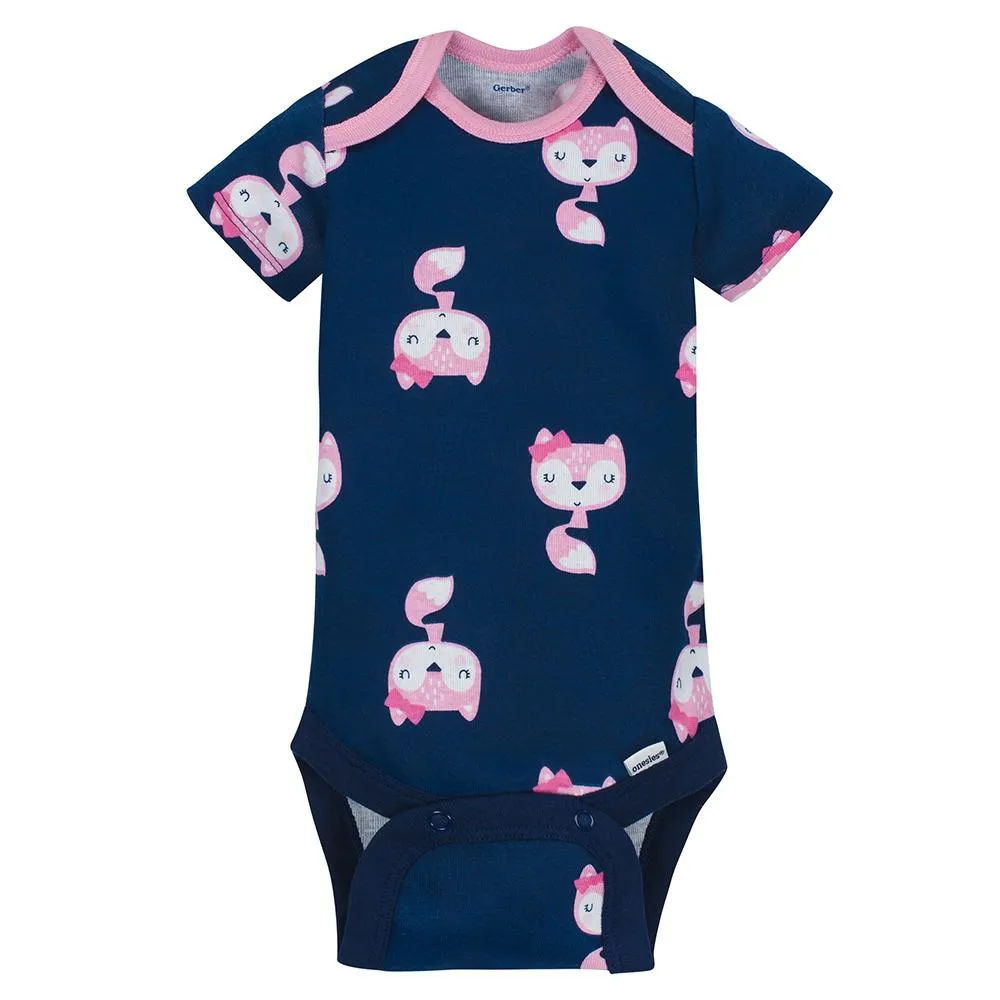 5-Pack Girls Fox Short Sleeve Onesies Bodysuits