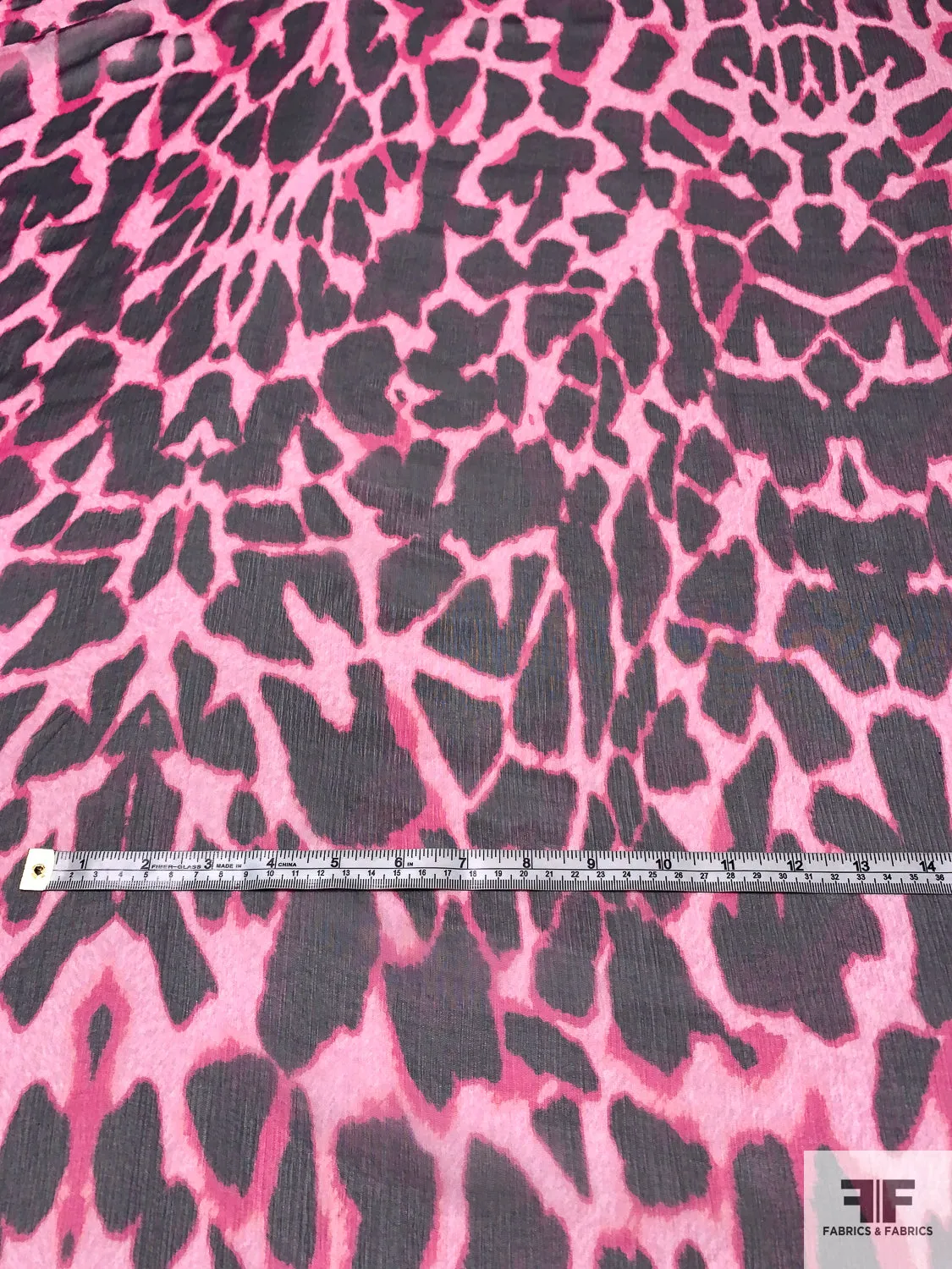 Animal Pattern Printed Silk Chiffon - Hot Pink / Light Pink / Black