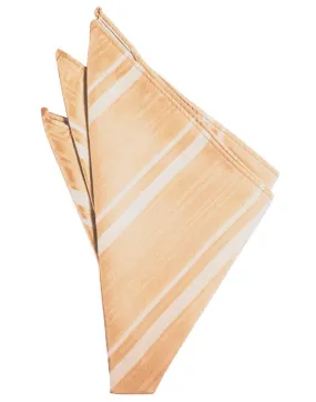 Apricot Striped Satin Pocket Square