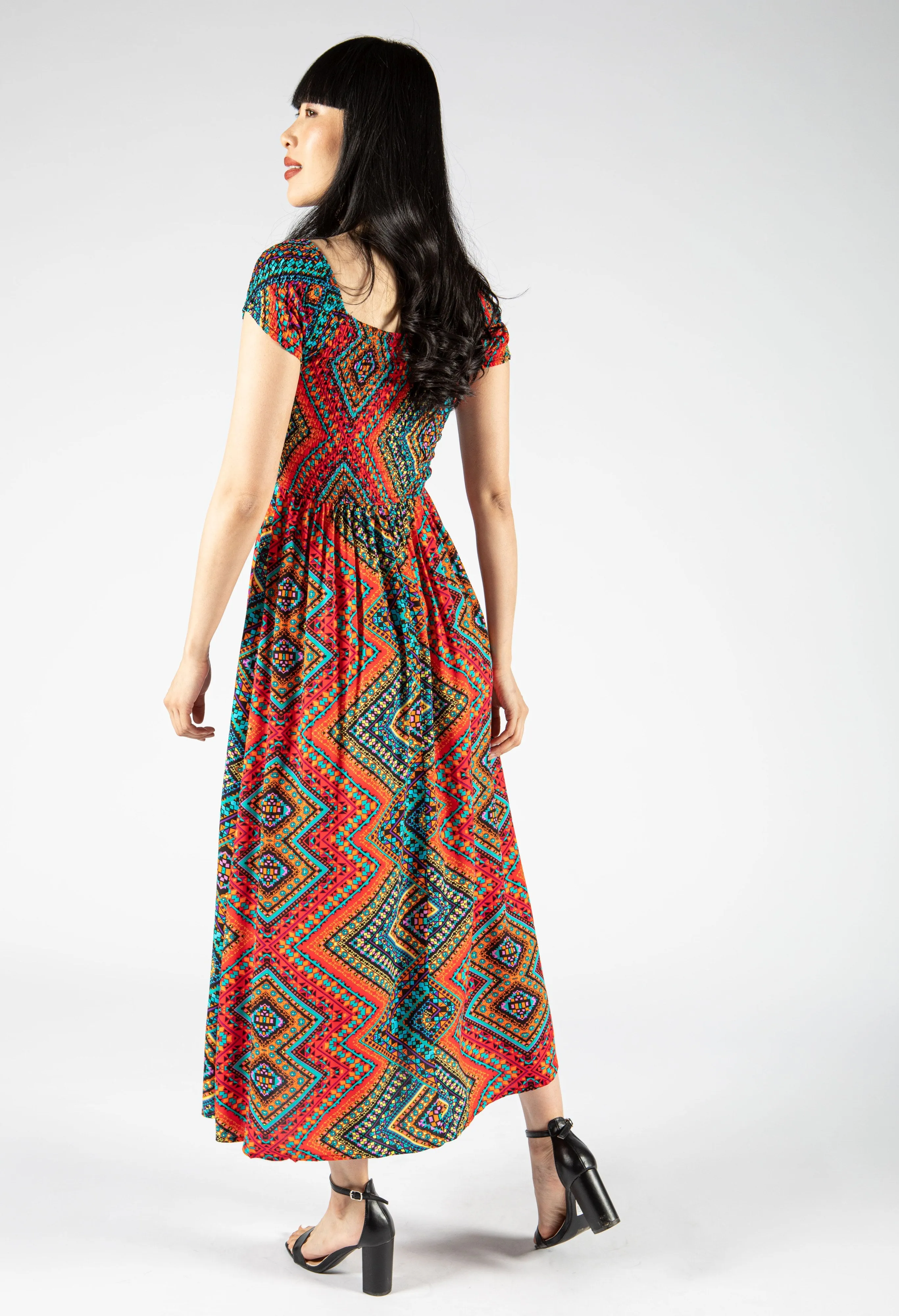 Aztec Print Spilt Hem Dress