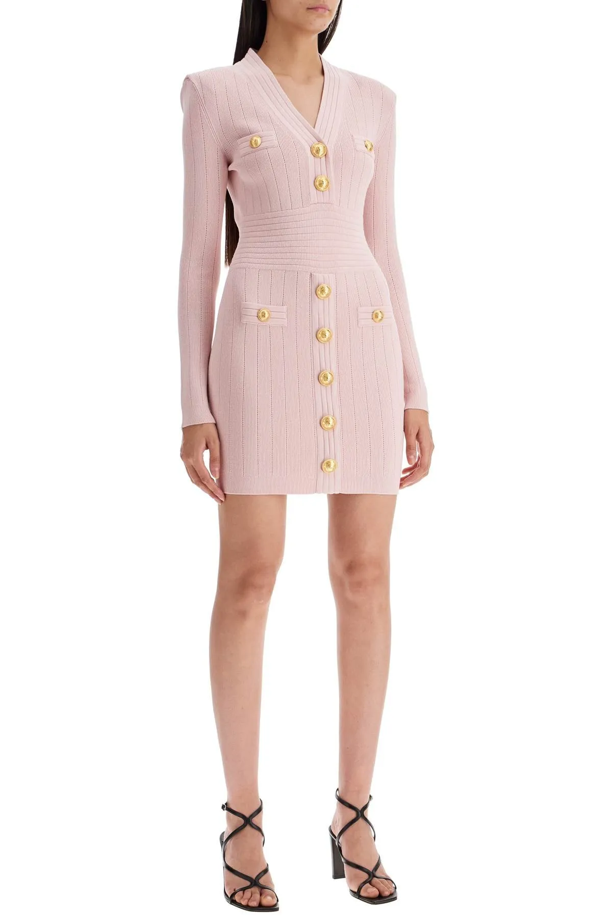 BALMAIN knitted mini dress with buttons