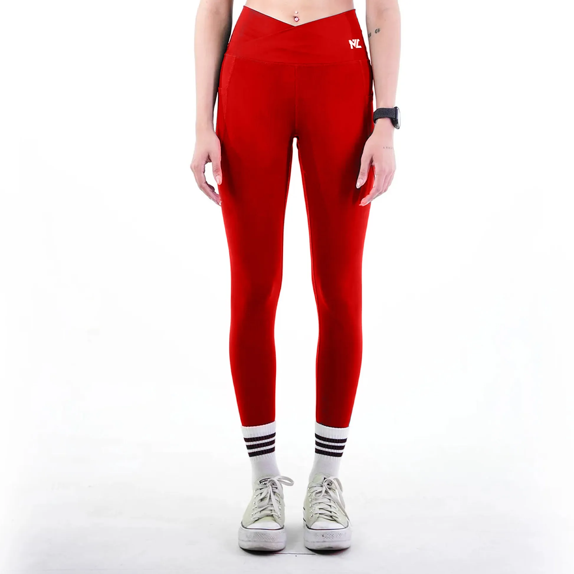 Belt Blend Leggings Crimson Red