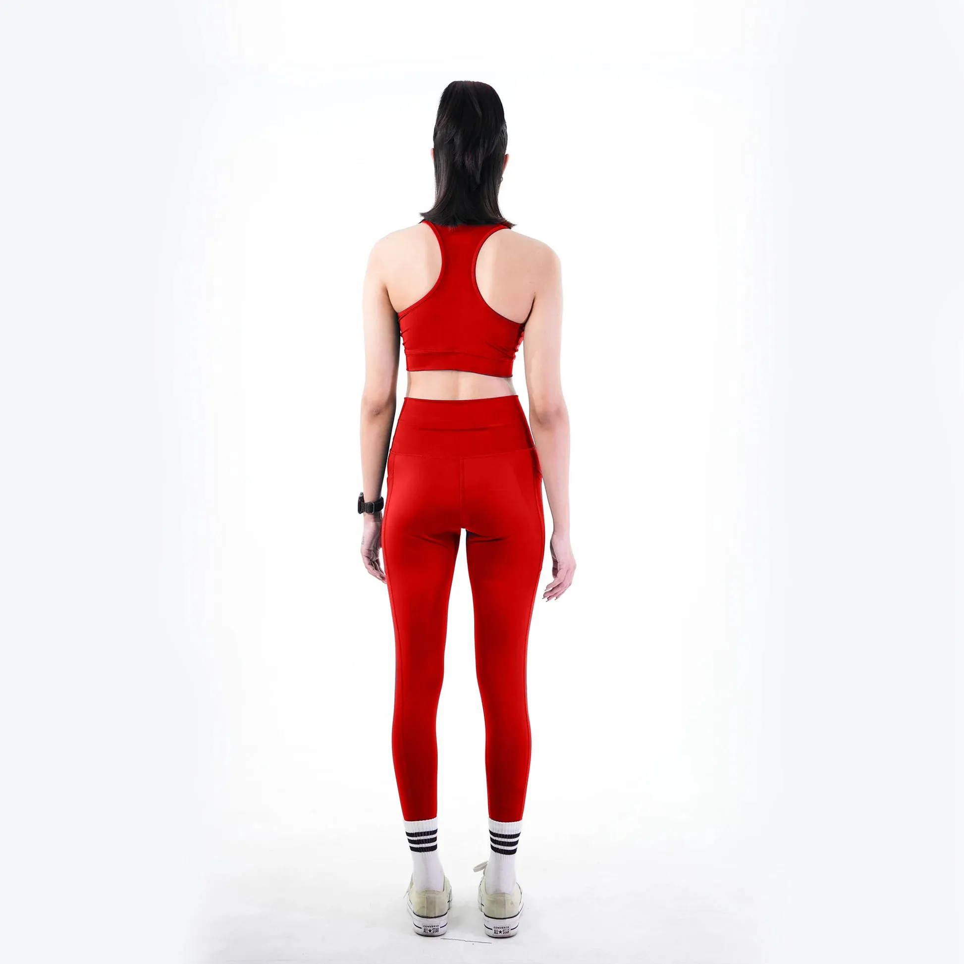 Belt Blend Leggings Crimson Red