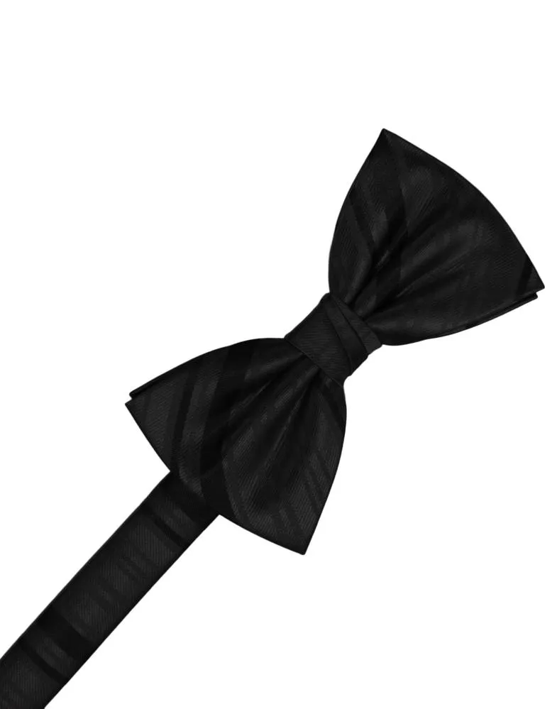 Black Striped Satin Kids Bow Tie