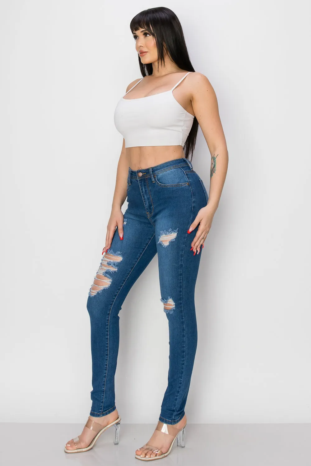 BO-310 HIGH WAISTED STRETCHY SKINNY DENIM JEANS