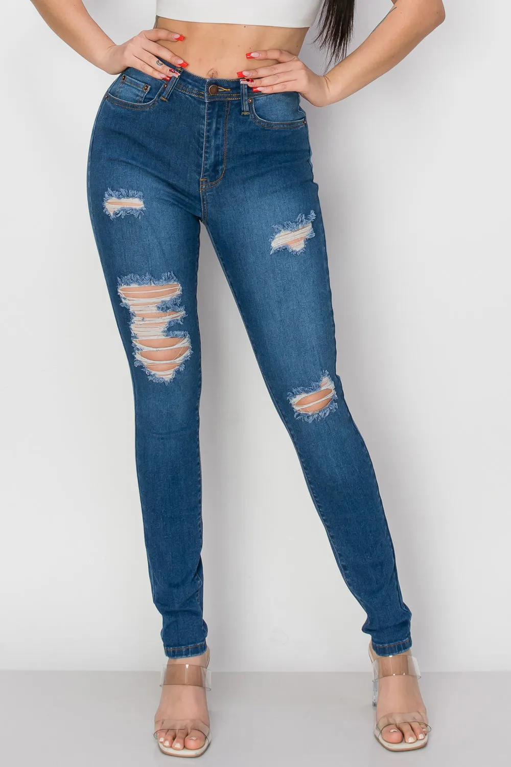 BO-310 HIGH WAISTED STRETCHY SKINNY DENIM JEANS