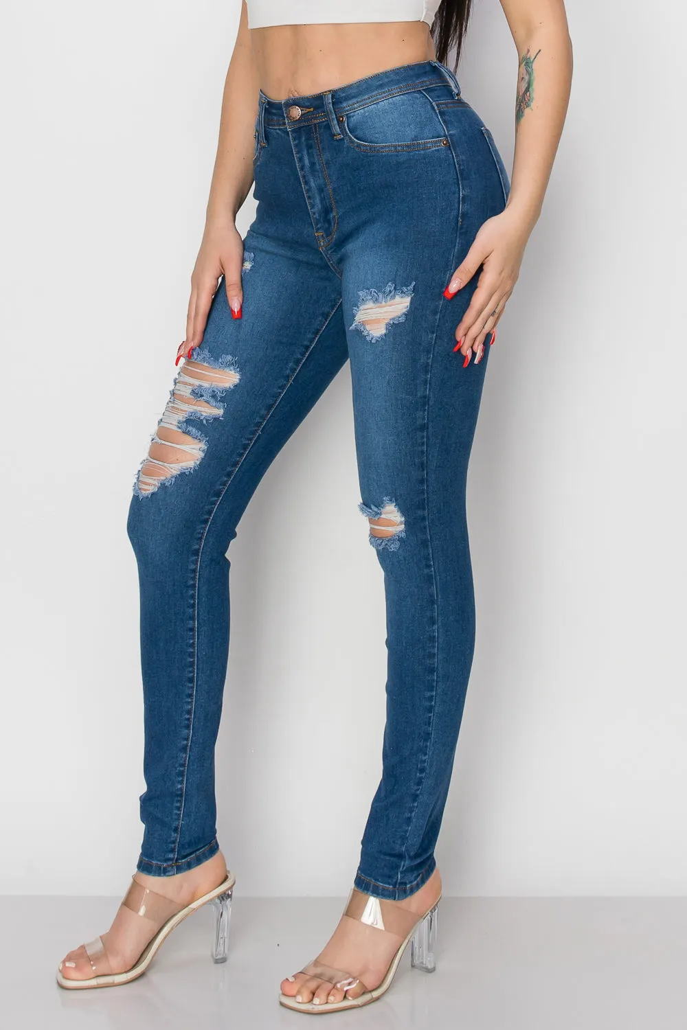 BO-310 HIGH WAISTED STRETCHY SKINNY DENIM JEANS