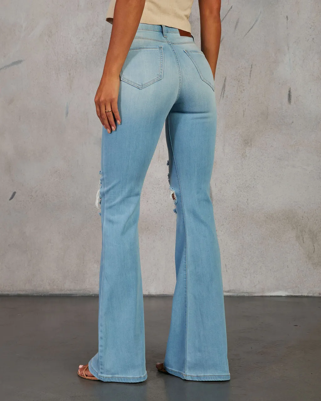 Bradly High Waisted Distressed Flare Denim Pants