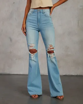 Bradly High Waisted Distressed Flare Denim Pants