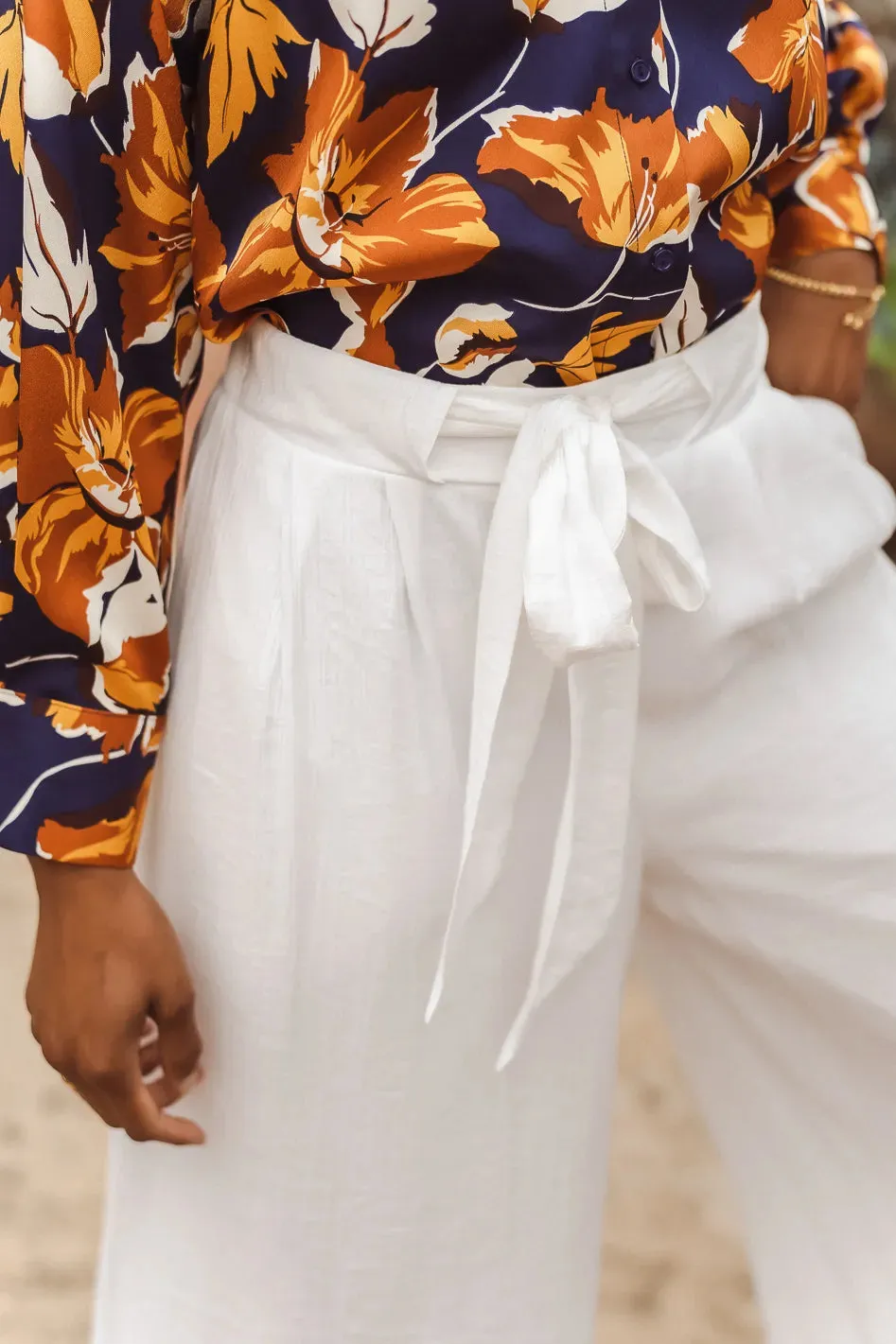 Brecken Wide Leg Pants in White - FINAL SALE