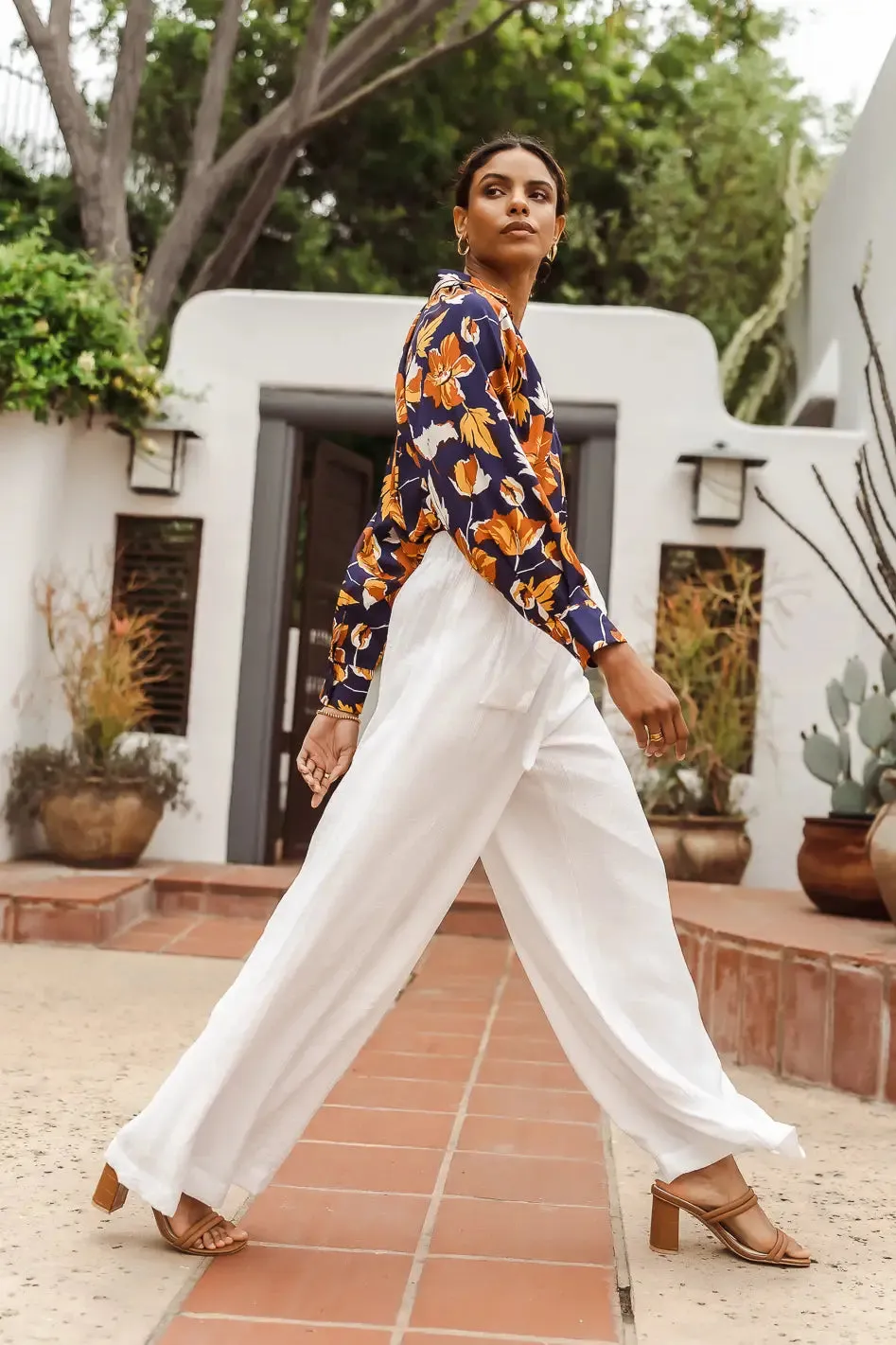 Brecken Wide Leg Pants in White - FINAL SALE