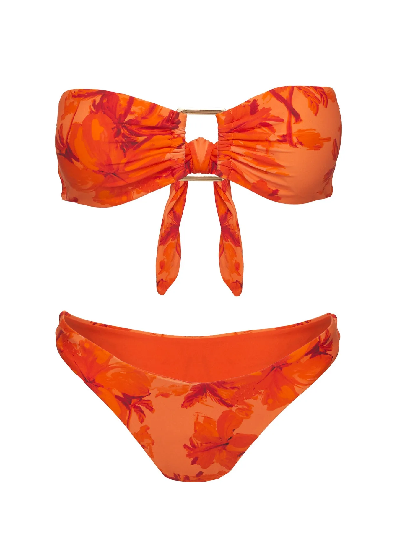 Calbira Bandeau Bikini Top Orange Floral