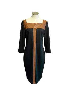 Calvin Klein Size 10 Black & Tan Dress