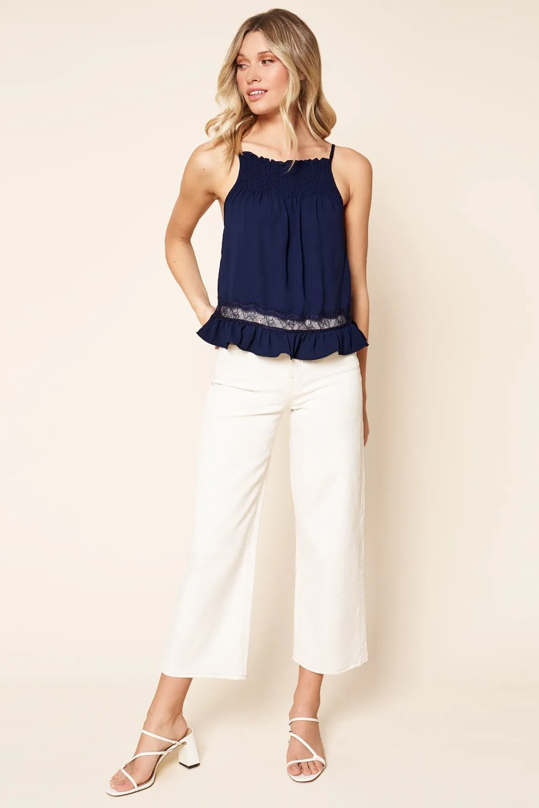 Canyon Smocked Lace Trim Top