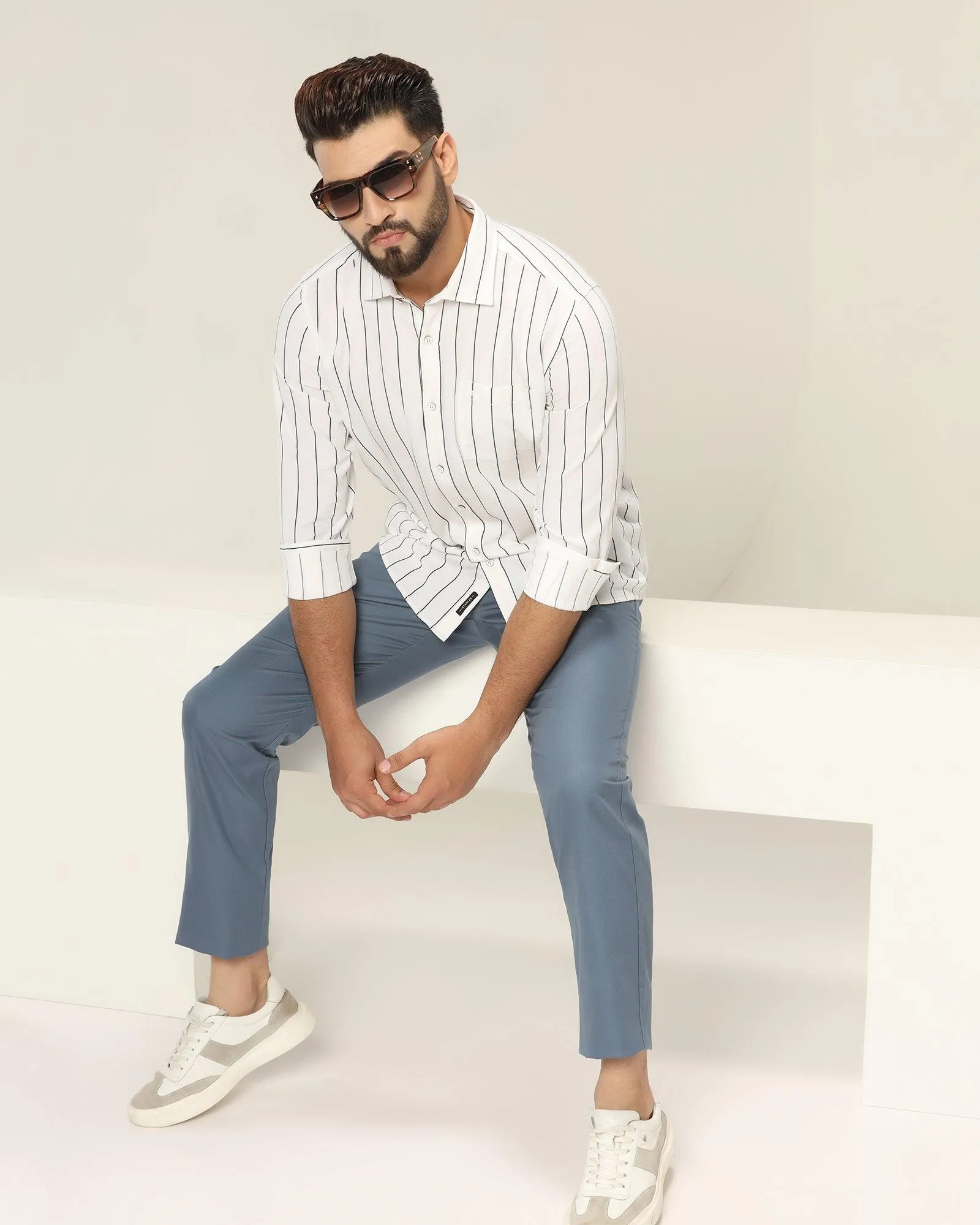 Casual White Striped Shirt - Fabien