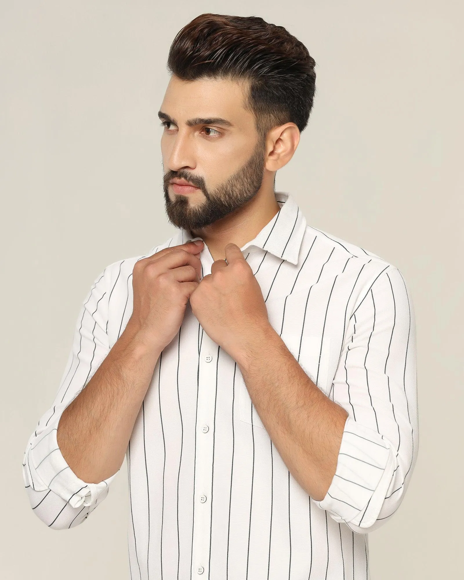 Casual White Striped Shirt - Fabien