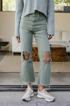 Charlie Distressed Jeans in Olive - FINAL SALE