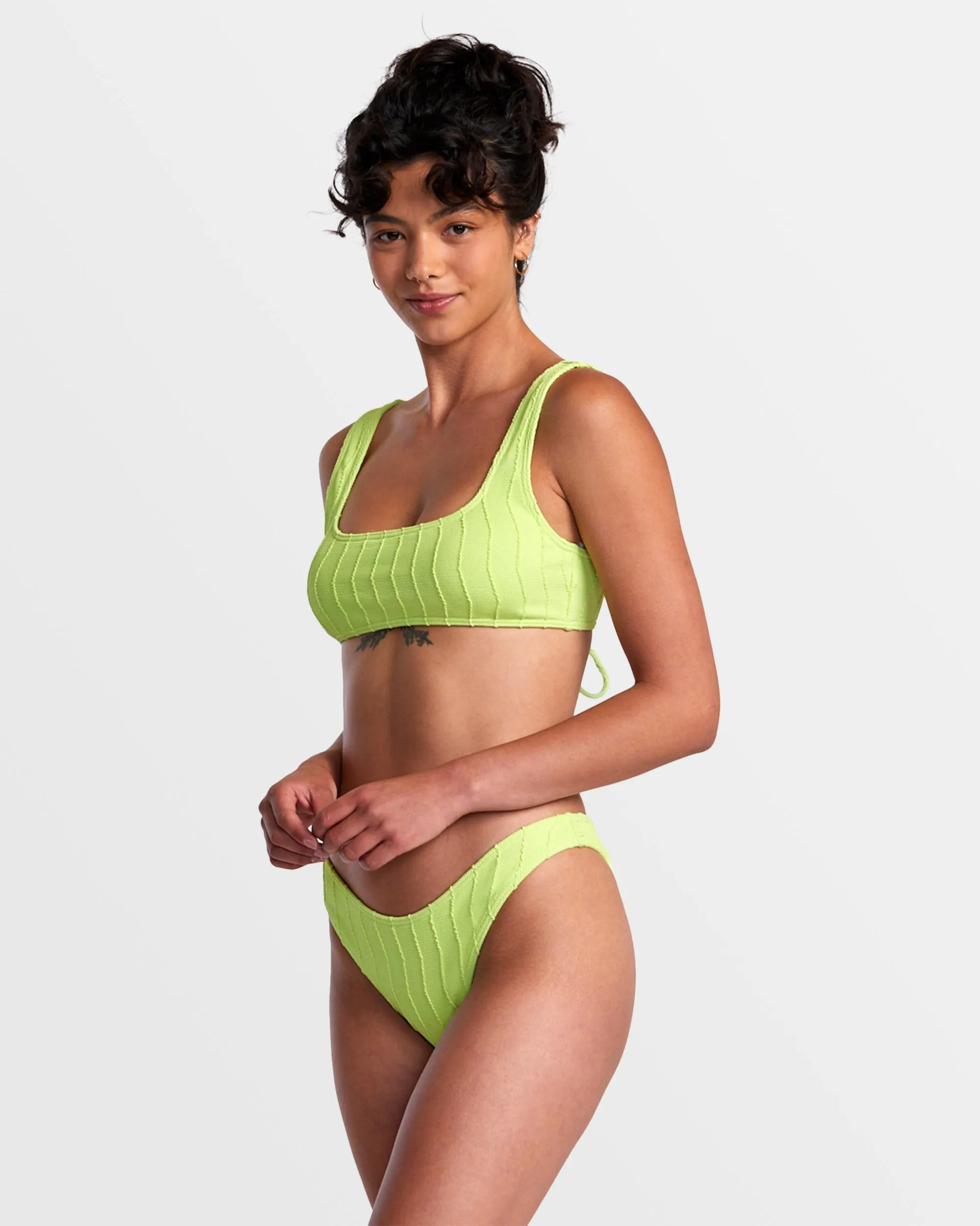 Chevy Grooves High Leg French Bikini Bottoms - Neon Green