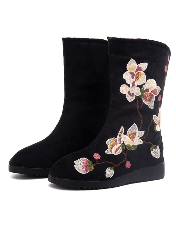 Chinese Ethnic Style Embroidered Winter Cotton Boots