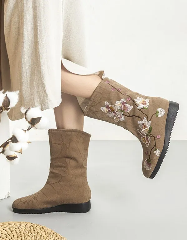 Chinese Ethnic Style Embroidered Winter Cotton Boots