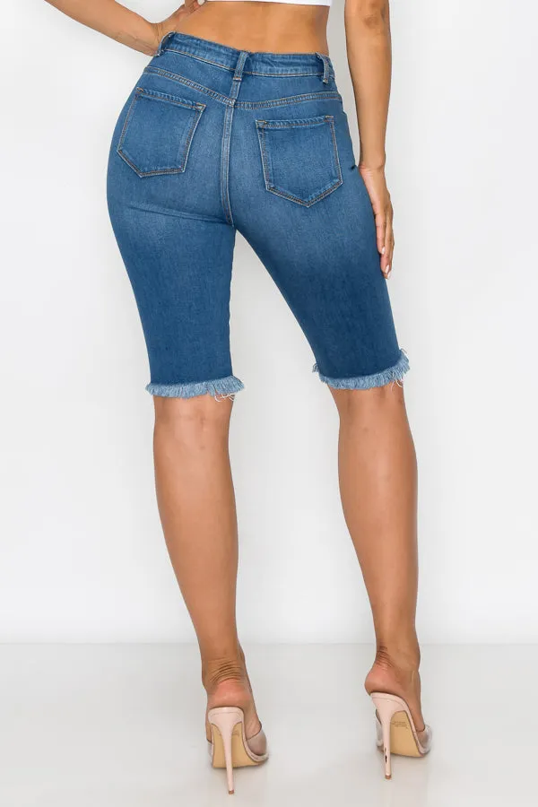 Cindy - High Rise Destructed Bermudas