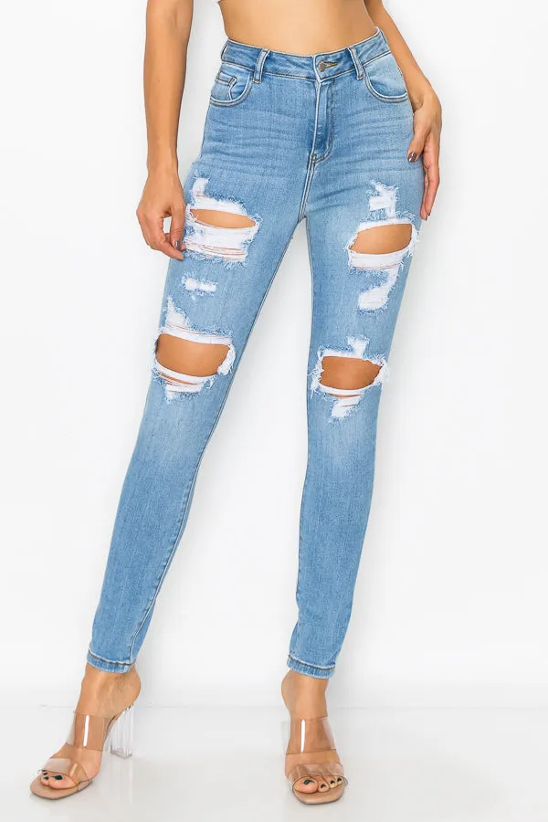 Clara - Super High Rise Heavy Destructed Premium Skinny