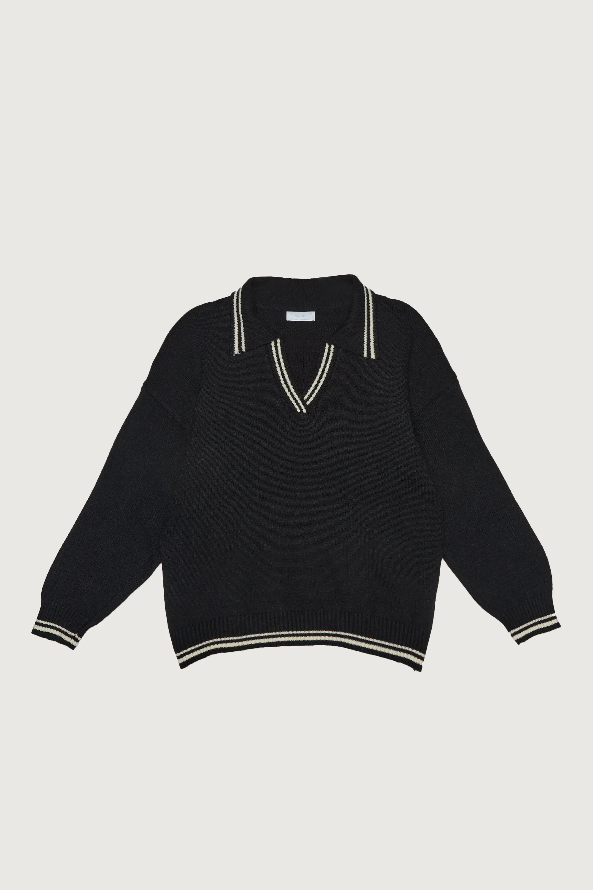 CONTRAST TRIM COLLARED SWEATER