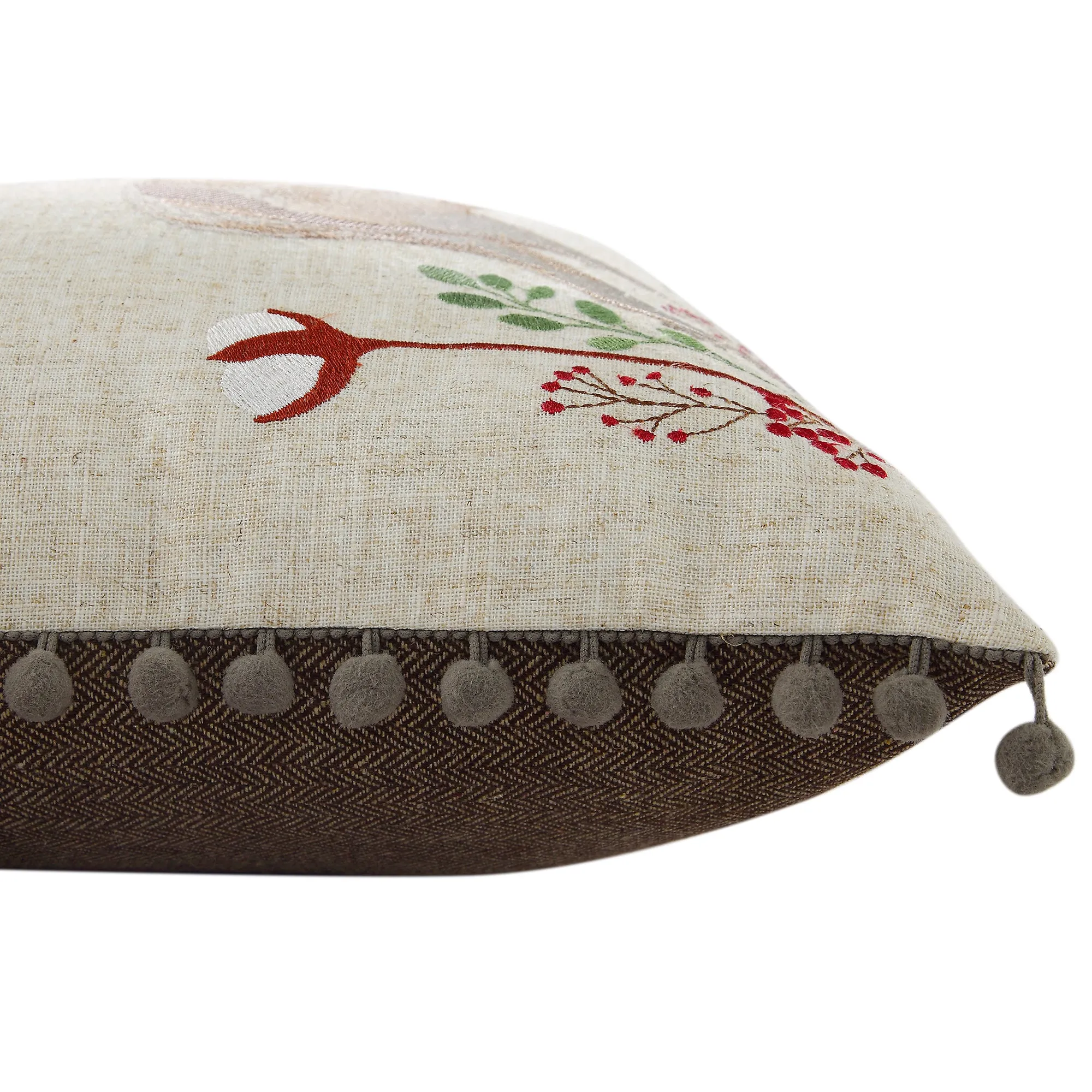 Country Collection Stag Embroidered Linen Blend Cushion