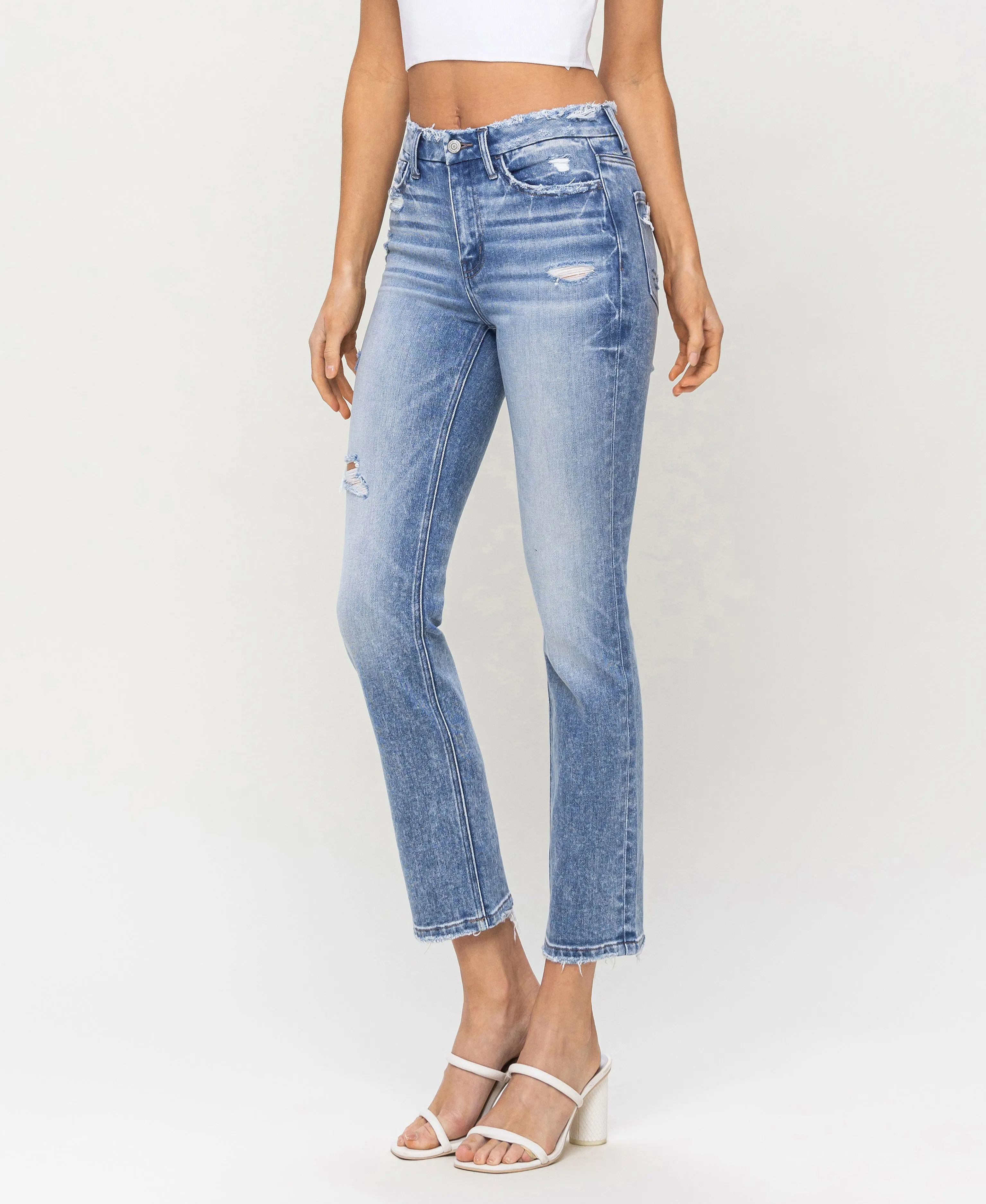 Coveniently - High Rise Cropped Slim Straight Jeans