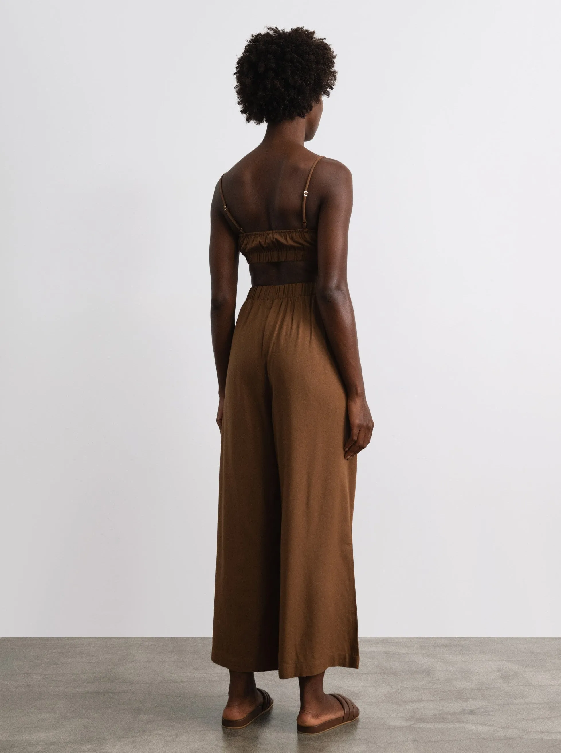 Crop Wide Leg, Regen Silk Noil, Umber