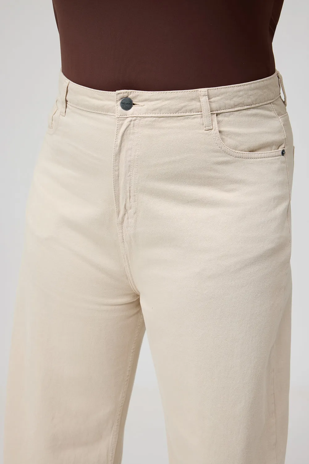 Curve Ivory Beige Straight Jeans