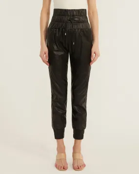 Dalton Leather Jogger in Black