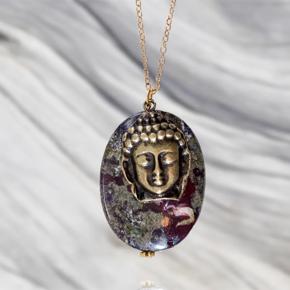 Dragon Blood Stone with Antiqued Buddha for Enhancing Life Force