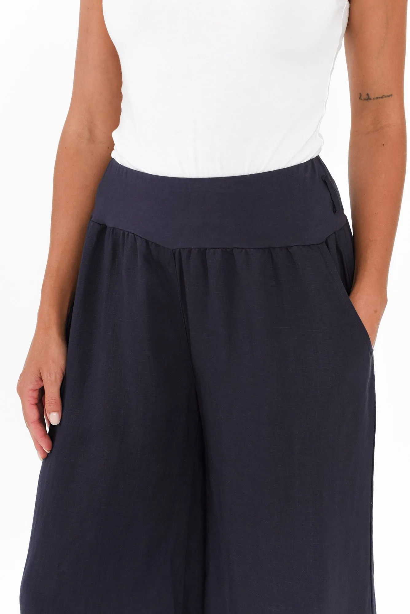 Emeline Navy Wide Leg Pants