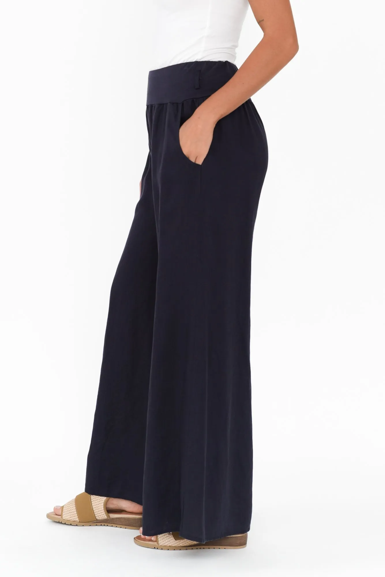 Emeline Navy Wide Leg Pants