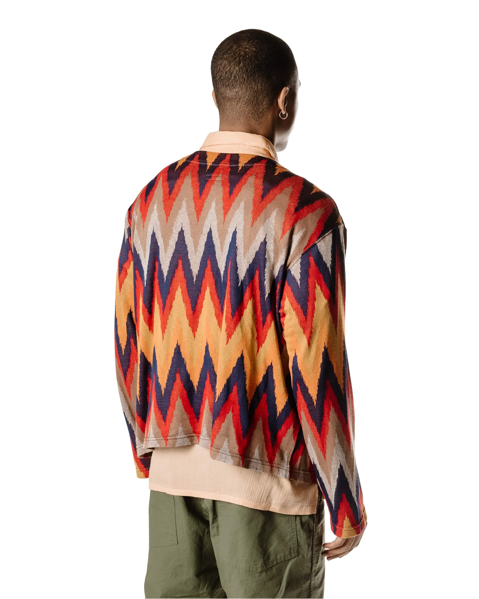 Engineered Garments Knit Cardigan Red/Navy Ikat Knit