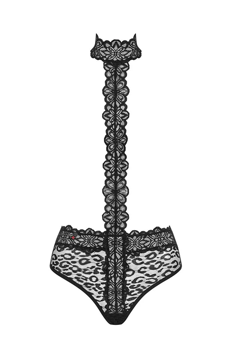 Erotic Luxury Black Lace Halterneck Teddy