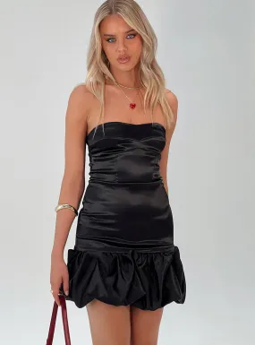 Fideo Strapless Bubble Hem Mini Dress Black