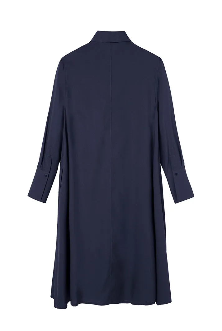 Flared Midi Shirt Dress | Blue