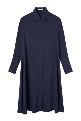 Flared Midi Shirt Dress | Blue