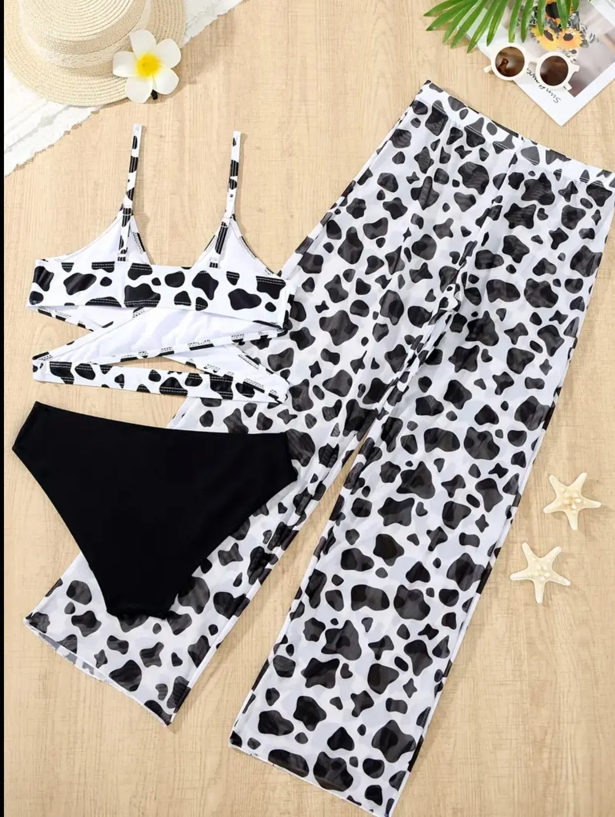 Girls Fashion Leopard Print 2pcs Bikini Set & Matching Pants