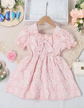 Girls Jacquard Baby Powder Pink Dress