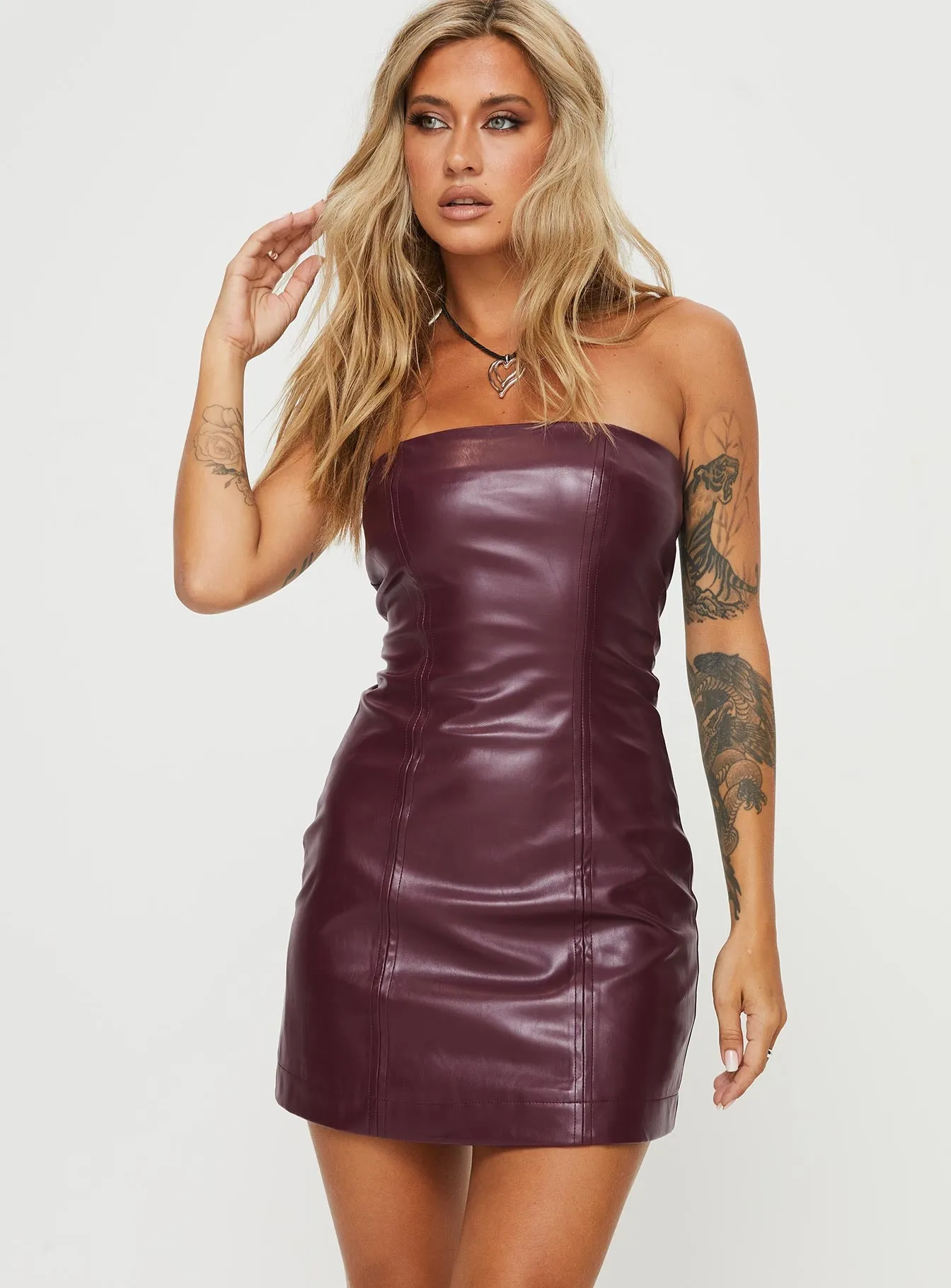 Hailey Strapless Mini Dress Burgundy