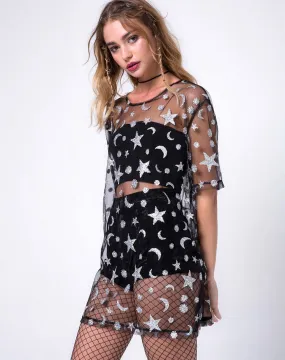 Harlow Dress in Glitter Net Star Child