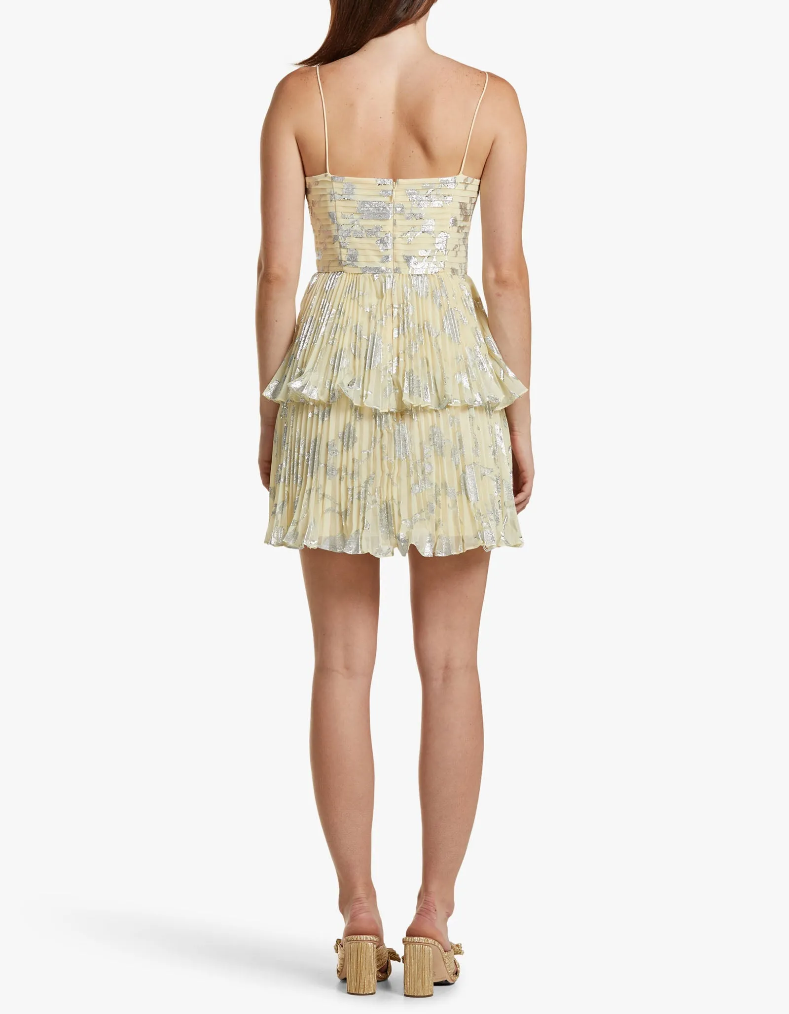 Jacquard Mini Dress - Metallic Yellow